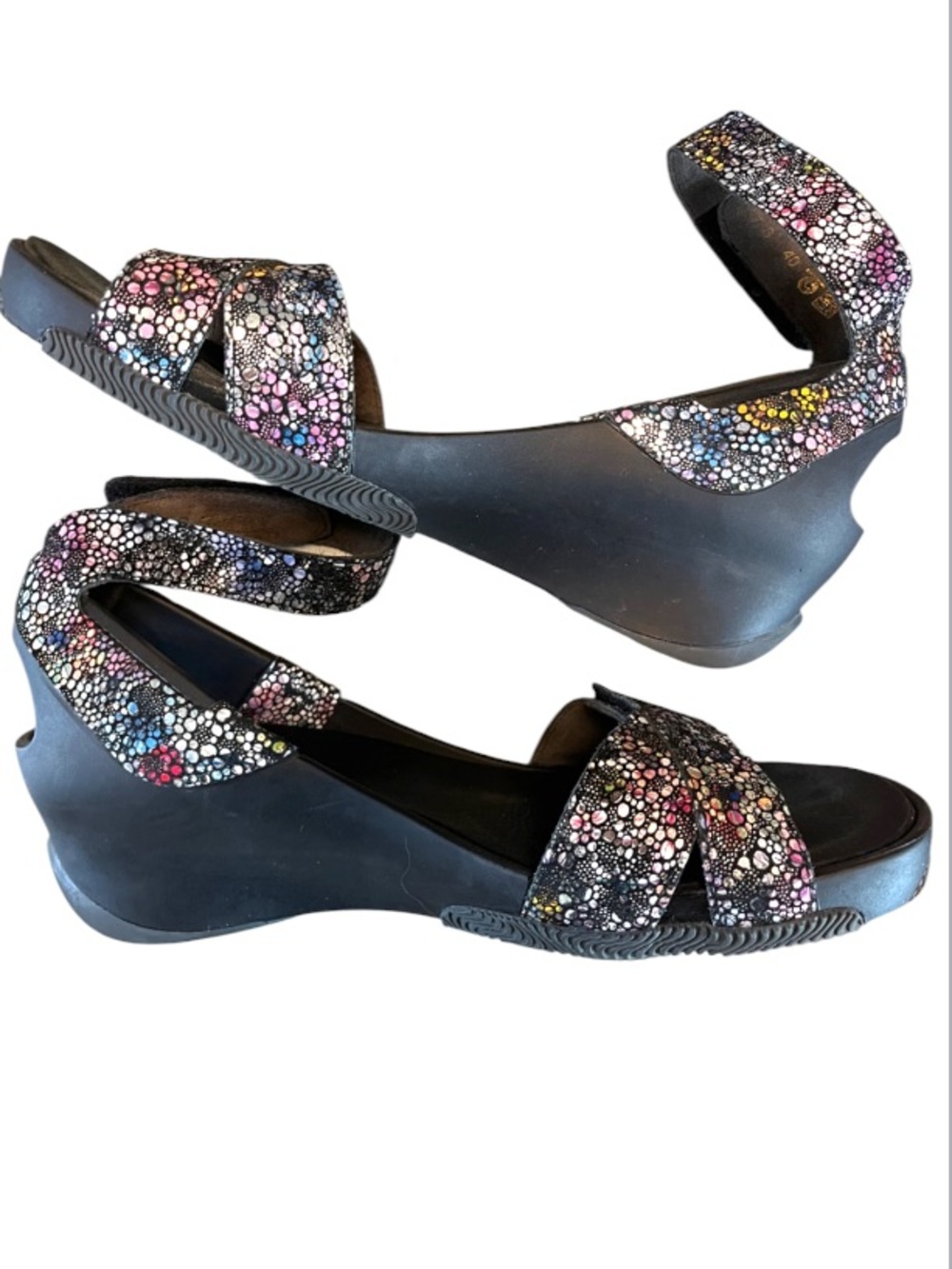 Wolky Metallic 
 Wedge Sandals Sz 10